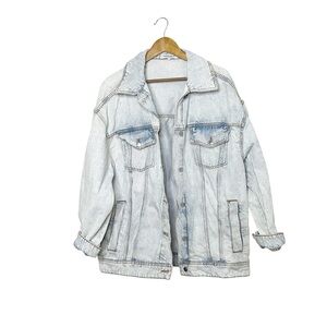 WeWoreWhat Denim Jean Jacket Size Medium Light Wash Oversized Utility